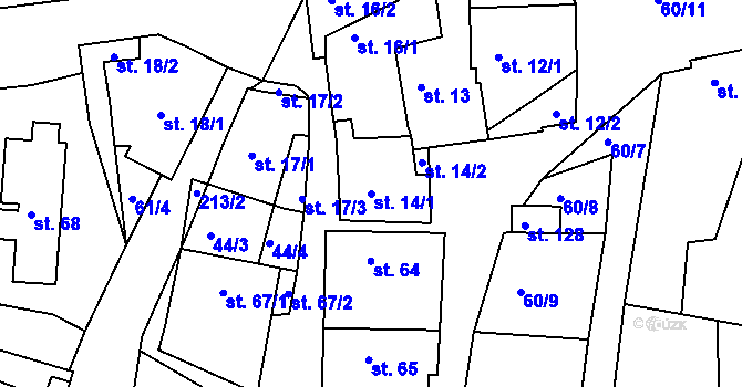 Parcela st. 14/1 v KÚ Kbel u Ratboře, Katastrální mapa