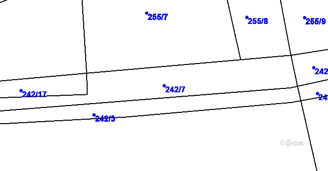 Parcela st. 242/7 v KÚ Kbel u Ratboře, Katastrální mapa