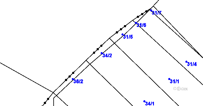 Parcela st. 34/2 v KÚ Kbel u Ratboře, Katastrální mapa