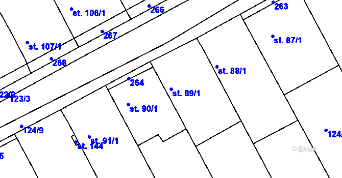 Parcela st. 89/1 v KÚ Kbel u Ratboře, Katastrální mapa