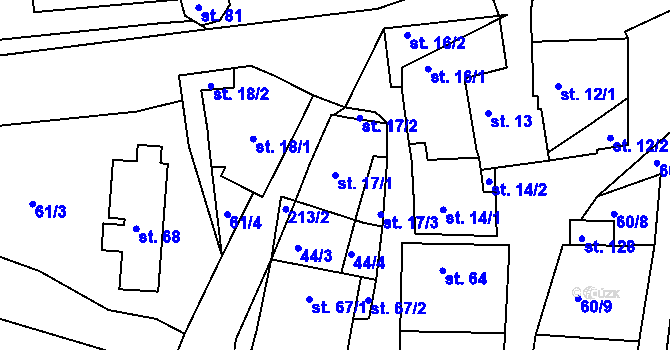 Parcela st. 17/1 v KÚ Kbel u Ratboře, Katastrální mapa