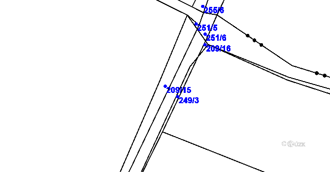 Parcela st. 209/15 v KÚ Kbel u Ratboře, Katastrální mapa