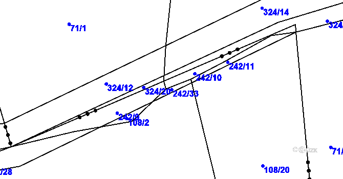 Parcela st. 242/33 v KÚ Kbel u Ratboře, Katastrální mapa