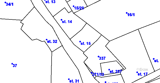 Parcela st. 15 v KÚ Pašinka, Katastrální mapa