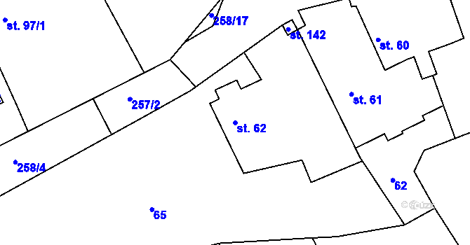 Parcela st. 62 v KÚ Pašinka, Katastrální mapa