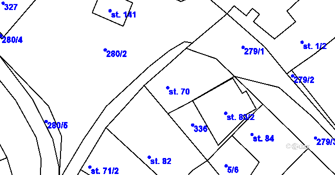 Parcela st. 70 v KÚ Pašinka, Katastrální mapa