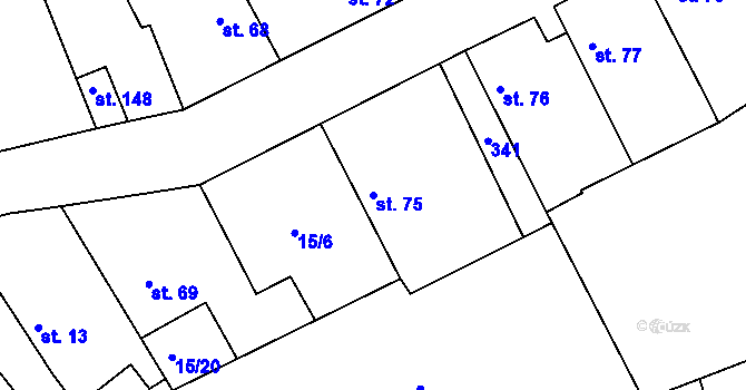 Parcela st. 75 v KÚ Pašinka, Katastrální mapa