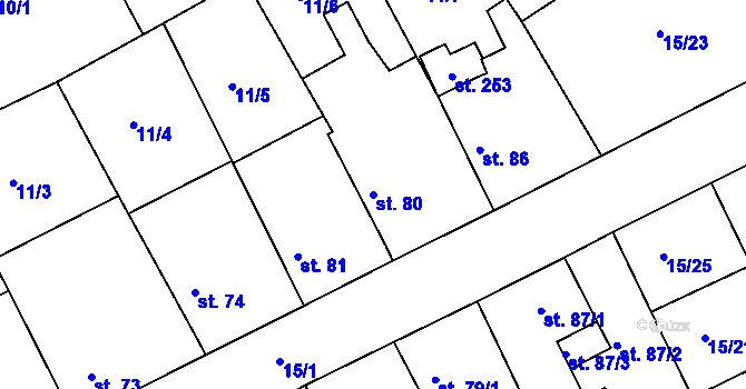 Parcela st. 80 v KÚ Pašinka, Katastrální mapa