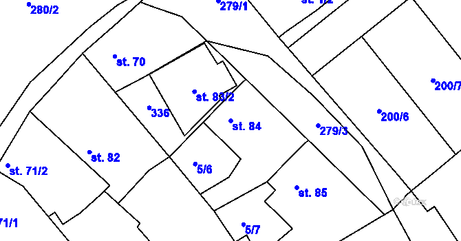 Parcela st. 84 v KÚ Pašinka, Katastrální mapa