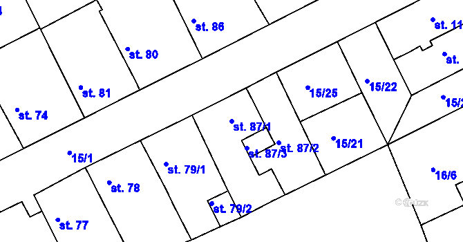 Parcela st. 87/1 v KÚ Pašinka, Katastrální mapa