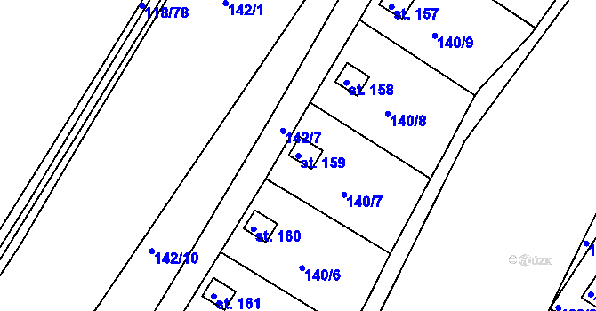 Parcela st. 159 v KÚ Pašinka, Katastrální mapa
