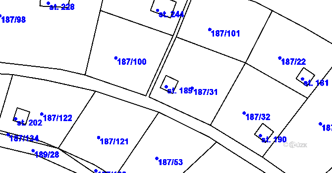 Parcela st. 189 v KÚ Pašinka, Katastrální mapa