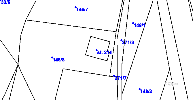 Parcela st. 211 v KÚ Pašinka, Katastrální mapa