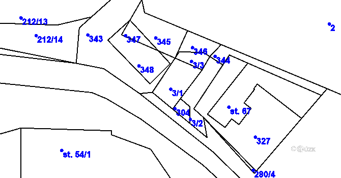 Parcela st. 3/1 v KÚ Pašinka, Katastrální mapa