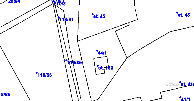 Parcela st. 44/1 v KÚ Pašinka, Katastrální mapa
