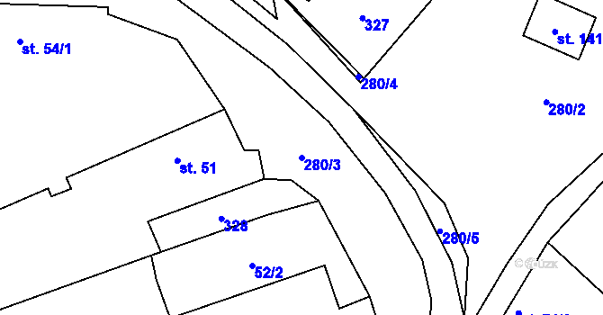 Parcela st. 280/3 v KÚ Pašinka, Katastrální mapa