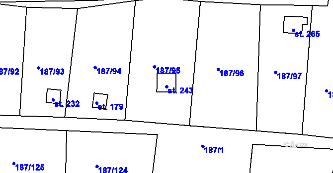 Parcela st. 243 v KÚ Pašinka, Katastrální mapa