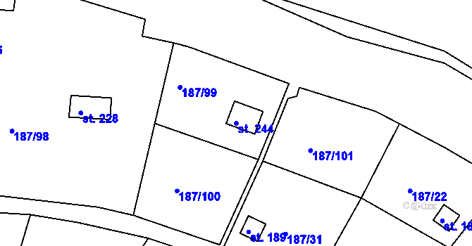 Parcela st. 244 v KÚ Pašinka, Katastrální mapa