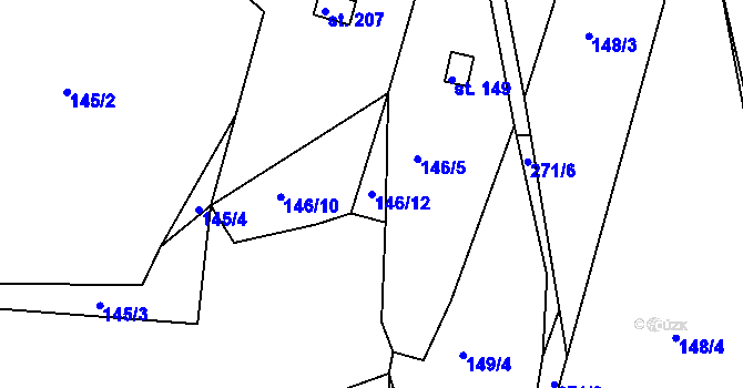 Parcela st. 146/12 v KÚ Pašinka, Katastrální mapa