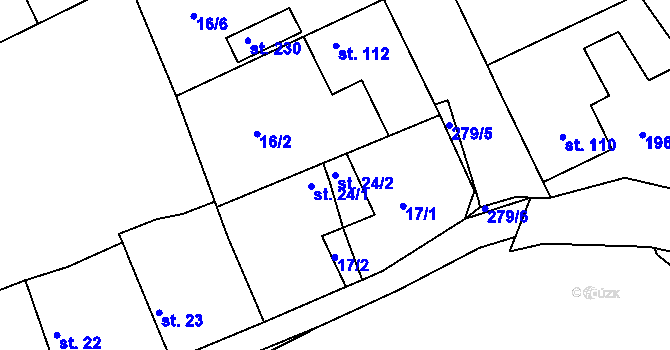 Parcela st. 24/2 v KÚ Pašinka, Katastrální mapa