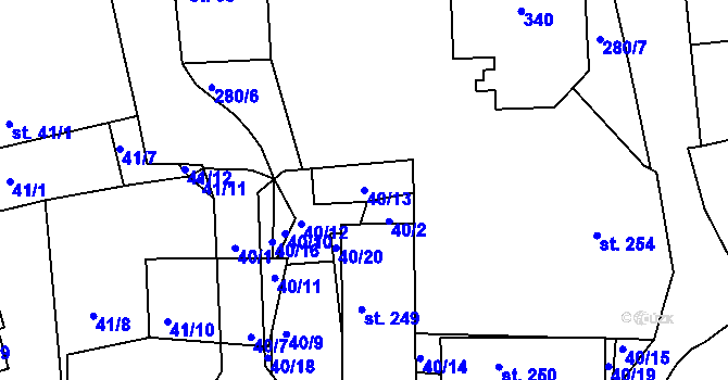 Parcela st. 40/13 v KÚ Pašinka, Katastrální mapa
