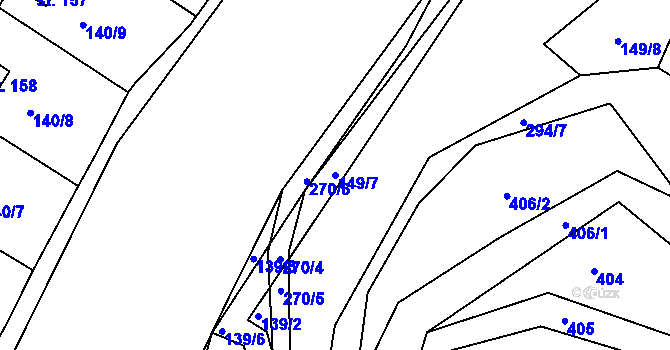 Parcela st. 149/7 v KÚ Pašinka, Katastrální mapa