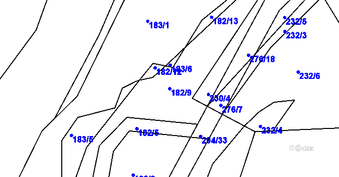 Parcela st. 182/9 v KÚ Pašinka, Katastrální mapa