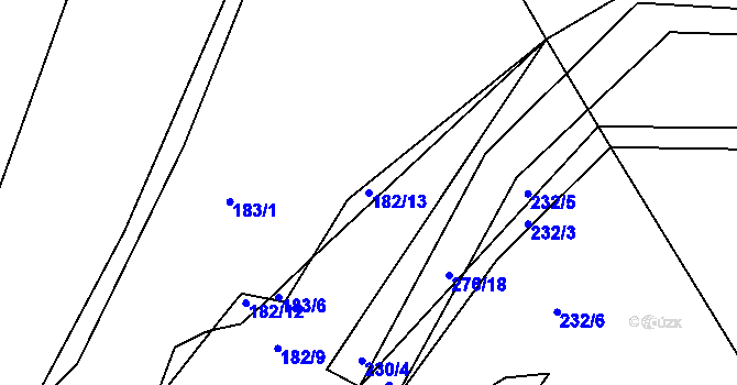 Parcela st. 182/13 v KÚ Pašinka, Katastrální mapa