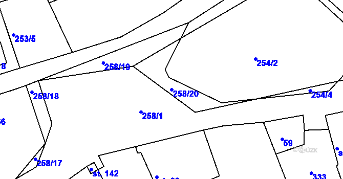 Parcela st. 258/20 v KÚ Pašinka, Katastrální mapa
