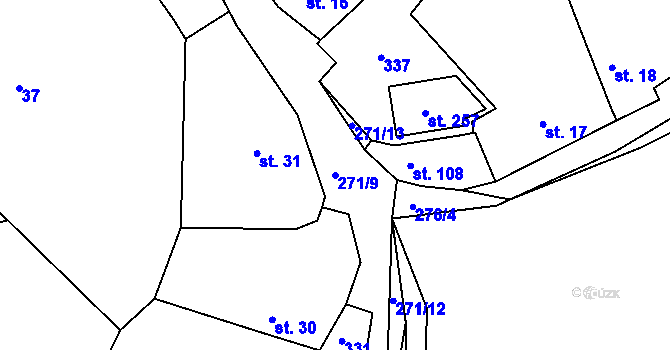 Parcela st. 271/9 v KÚ Pašinka, Katastrální mapa