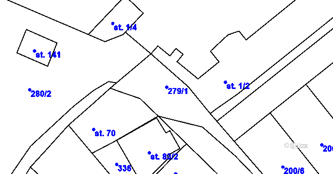 Parcela st. 279/1 v KÚ Pašinka, Katastrální mapa
