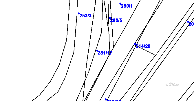 Parcela st. 281/17 v KÚ Pašinka, Katastrální mapa