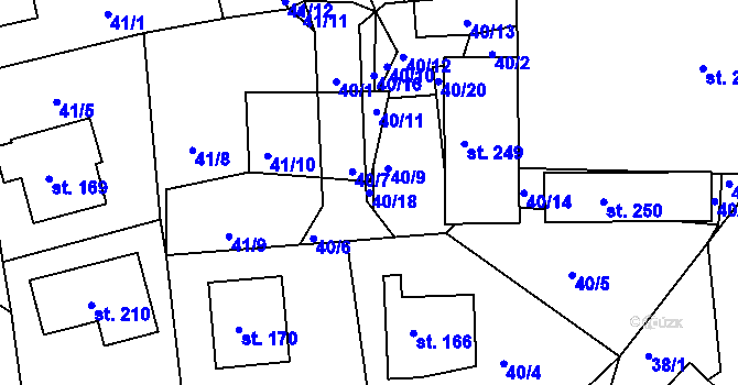 Parcela st. 40/18 v KÚ Pašinka, Katastrální mapa