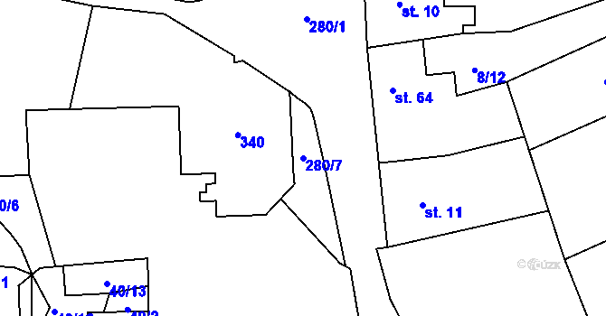 Parcela st. 280/7 v KÚ Pašinka, Katastrální mapa
