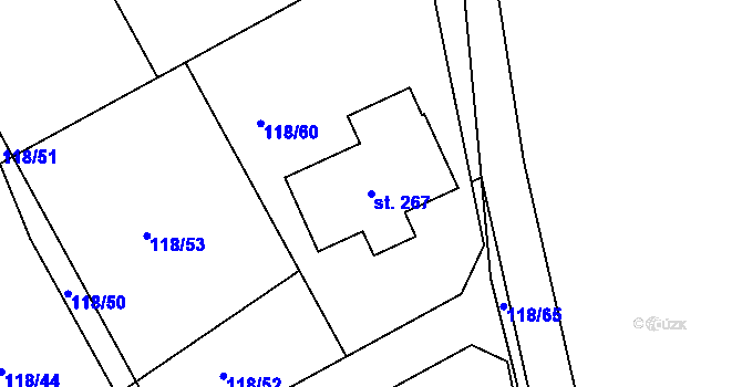 Parcela st. 267 v KÚ Pašinka, Katastrální mapa