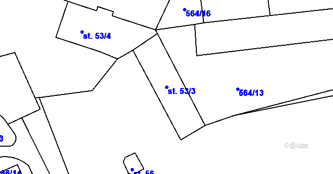 Parcela st. 53/3 v KÚ Ratboř, Katastrální mapa