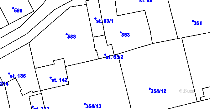 Parcela st. 63/2 v KÚ Ratboř, Katastrální mapa