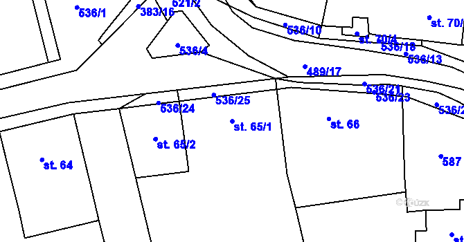 Parcela st. 65/1 v KÚ Ratboř, Katastrální mapa