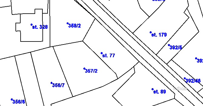 Parcela st. 77 v KÚ Ratboř, Katastrální mapa