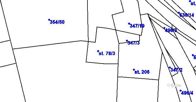 Parcela st. 78/3 v KÚ Ratboř, Katastrální mapa