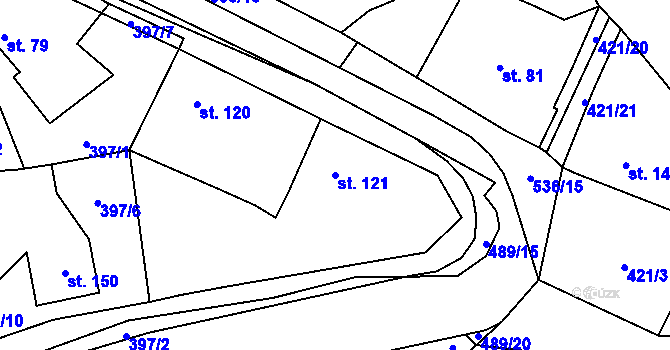 Parcela st. 121 v KÚ Ratboř, Katastrální mapa