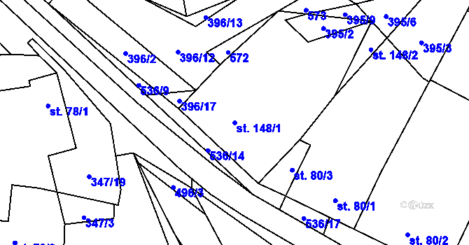 Parcela st. 148/1 v KÚ Ratboř, Katastrální mapa