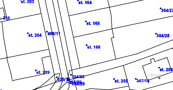 Parcela st. 166 v KÚ Ratboř, Katastrální mapa