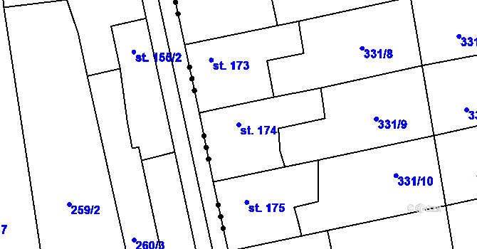Parcela st. 174 v KÚ Ratboř, Katastrální mapa