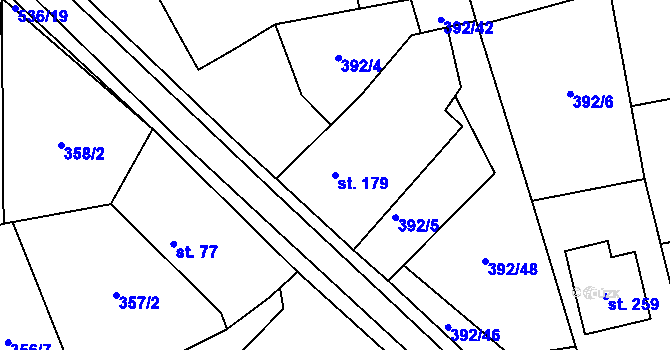 Parcela st. 179 v KÚ Ratboř, Katastrální mapa
