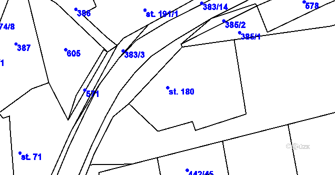 Parcela st. 180 v KÚ Ratboř, Katastrální mapa