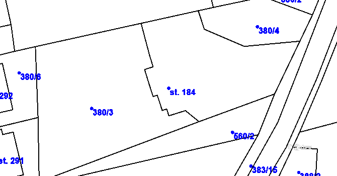 Parcela st. 184 v KÚ Ratboř, Katastrální mapa