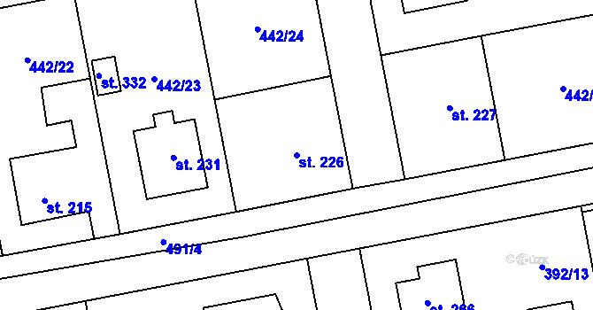 Parcela st. 226 v KÚ Ratboř, Katastrální mapa