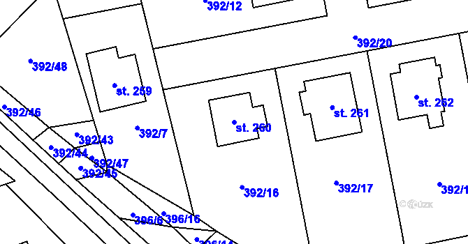 Parcela st. 260 v KÚ Ratboř, Katastrální mapa
