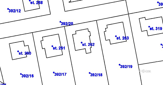 Parcela st. 262 v KÚ Ratboř, Katastrální mapa